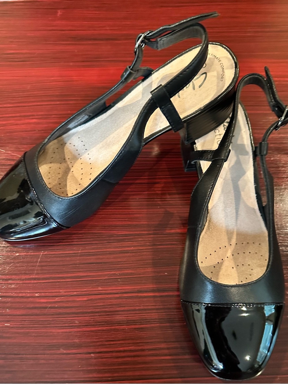 Clarks Black Slingback Block Heel